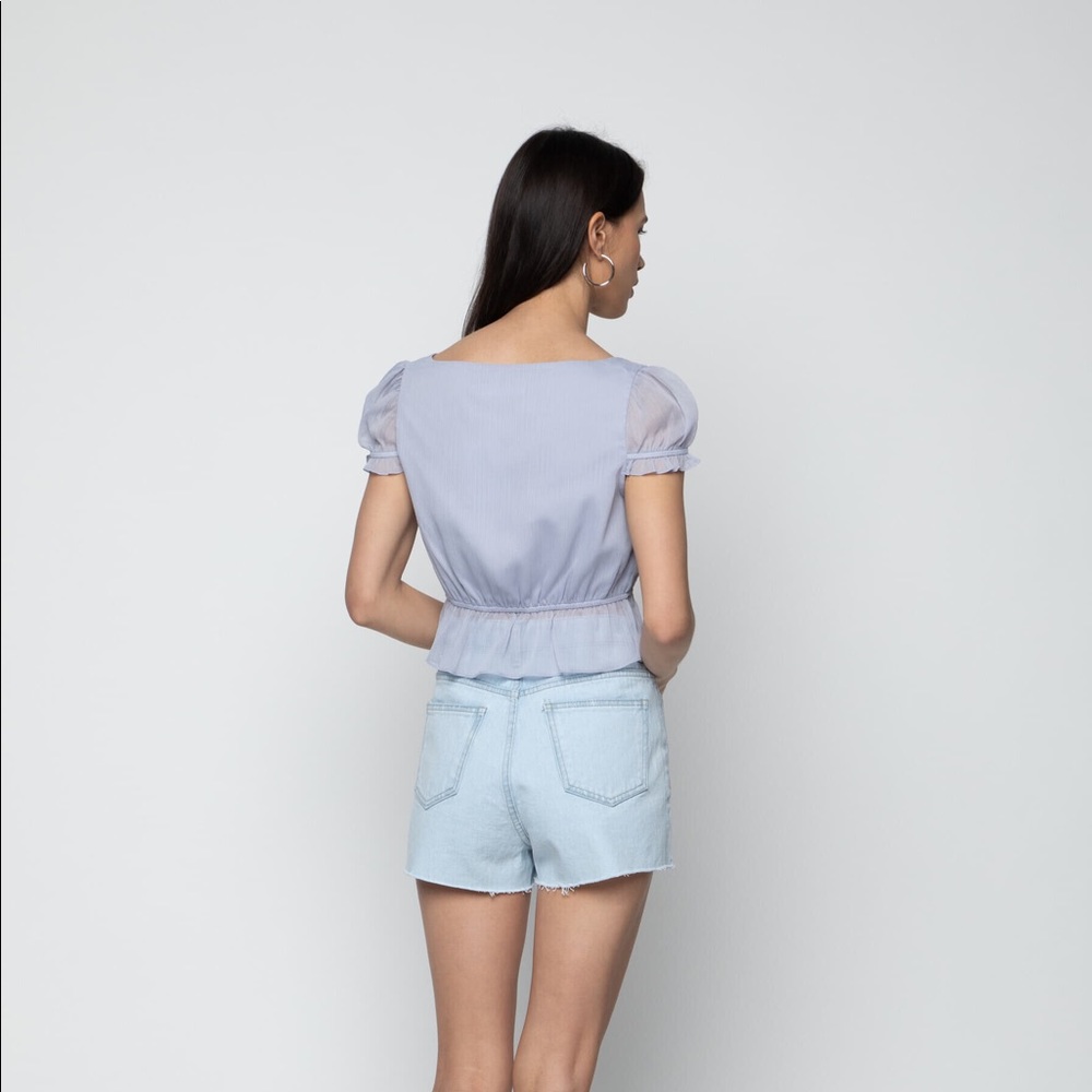 🆕 OAK + FORT Blouse Crop Top - Lavender - Picture 4 of 7